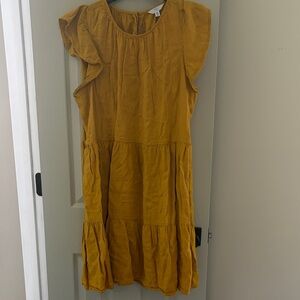 Time and Tru Mustard Yellow Tiered Midi Dress
